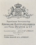 710311 Uitgeknipt etiket van de Naamlooze Vennootschap Koninklijke Rijststijfselfabriek der Firma Duijvis & Co., ...
